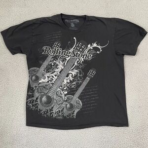 Rolling Stone Collection Shirt Men XL  Black Guitar Rock Band Short Sleeve Tee